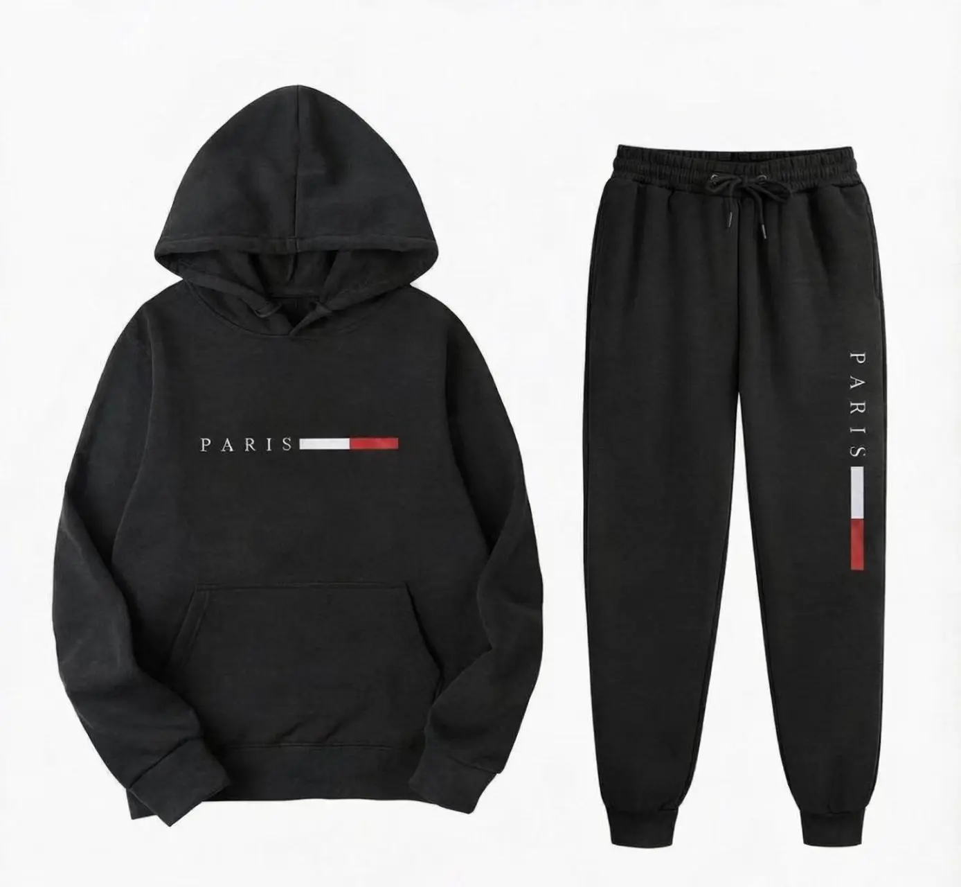 Joggers Pants - Paris Letter Print Men Hoodie Set
