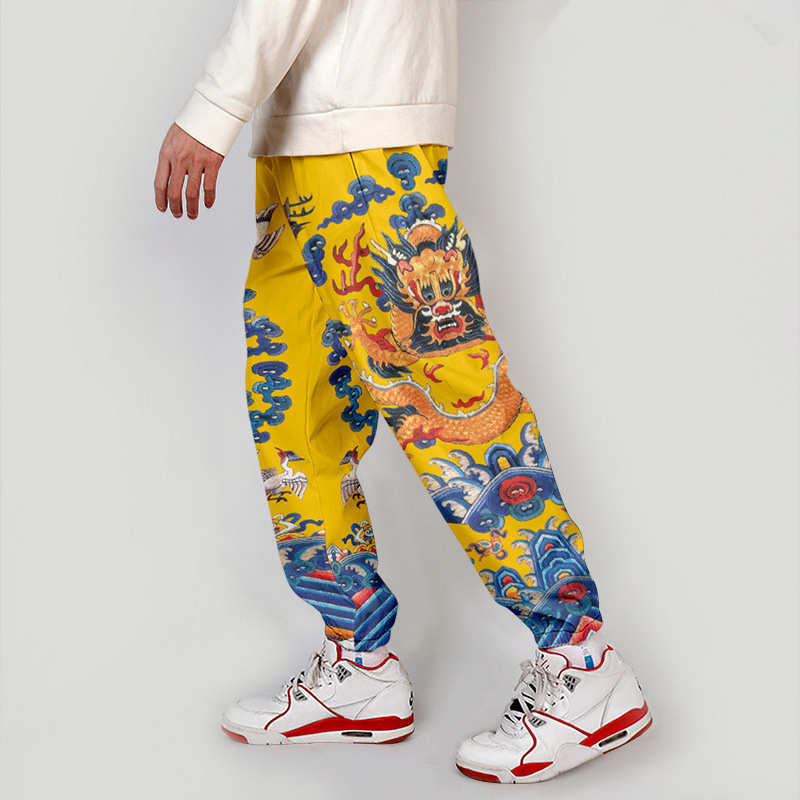 Joggers Pants - 3D Chinese Dragon Harem Pants Men